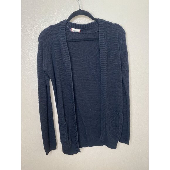 Active Womens Open Front Cardigan Sweater Small Black Cotton/Acrylic Blend‎ - Picture 2 of 6